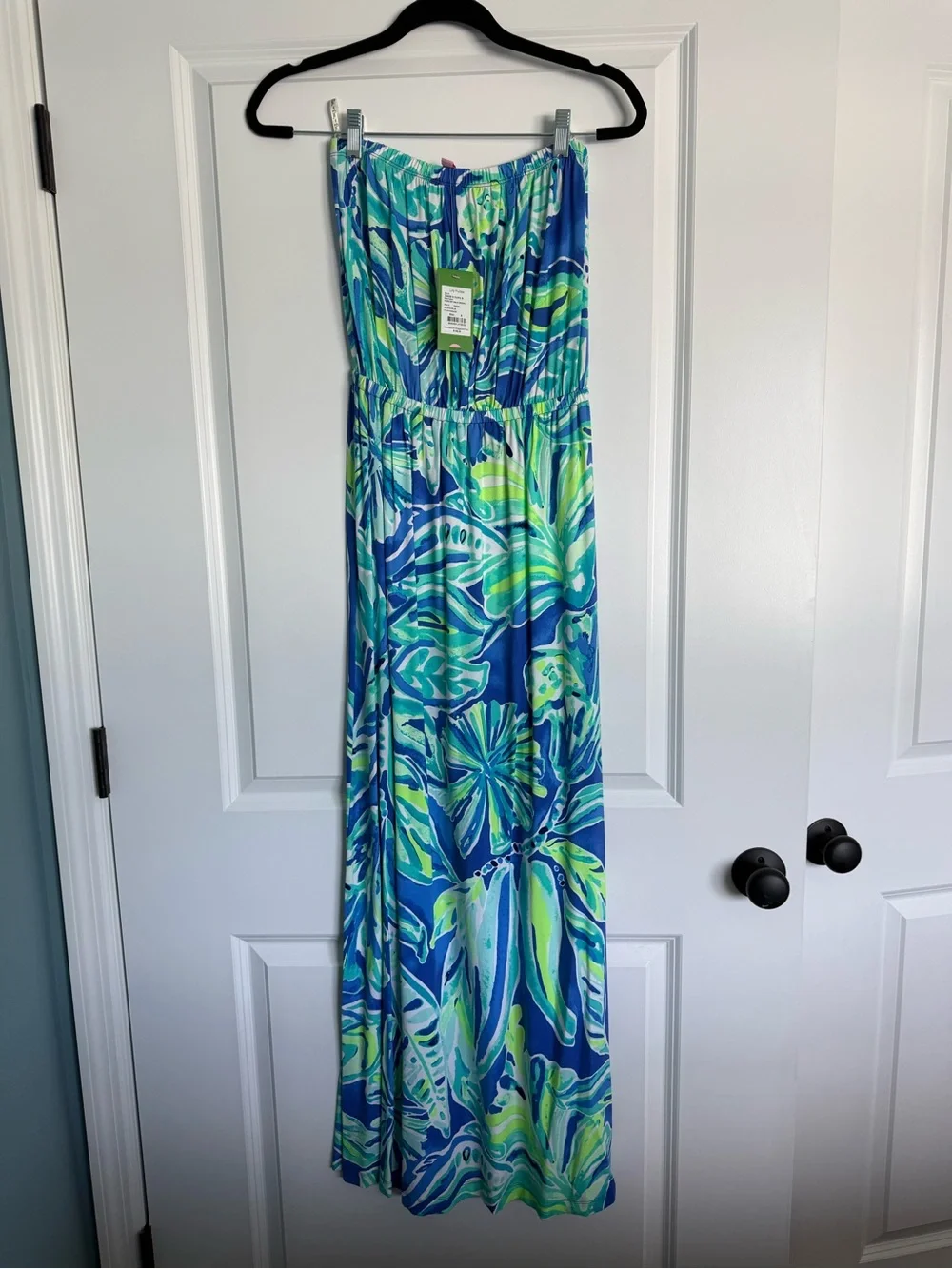 Lilly Pulitzer Beckon Blue and Teal Palm Print Maxi Dress - Picture 2 of 4